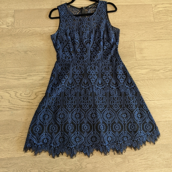 Reitmans Blue Lacy Fit and Flare Sleeveless Dress - Picture 1 of 6